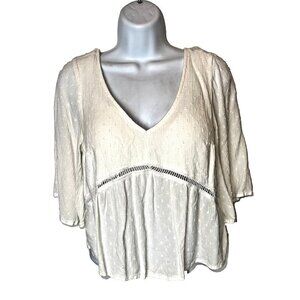 Hollister Women's Junior's S Peasant Top Blouse White Gauze Viscose Bell Sleeve